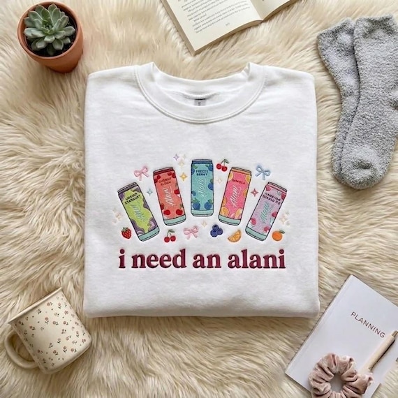 Embroidered Alani Drink Sweatshirt, Funny Soda Lover Crewneck Gift