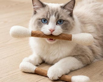 Giant Felt Cotton Swab Cat Toy with Catnip, Wool Kicker Toy for Cats, Funny Interactive Kitten Swab Toy, Eco Friendly Pet Gift for Cat Lover