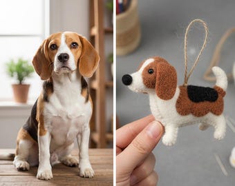 Custom Felted Dog Ornament – Personalized Pet Portrait, Handmade Memorial Gift