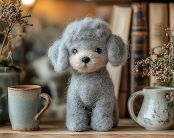 Needle Felted Poodle Puppy | Handmade Wool Dog Sculpture | Cozy Home Decor | Custom Pet Portrait