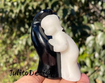 Cráneo de obsidiana tallado a mano: regalo de decoración de cristal para el hogar (3.1'')