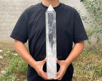 Obelisco de cristal de cuarzo transparente natural: Varita de sanación Reiki
