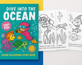 Aventure à colorier dans l'océan pour enfants | Livre d'activités éducatives | École à la maison à imprimer (5-8 ans)
