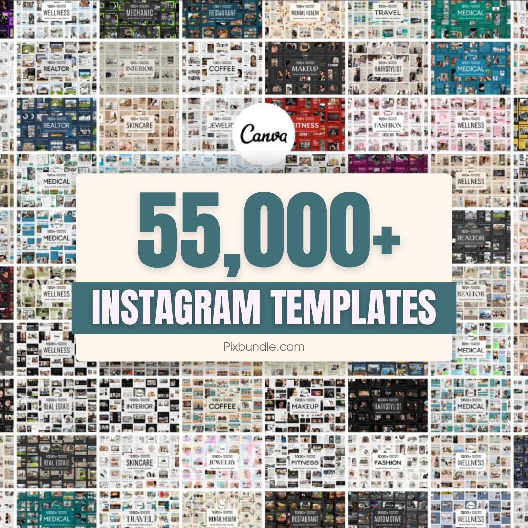 55,000+ Canva Instagram Templates Social Media Kit PLR & MRR - Etsy