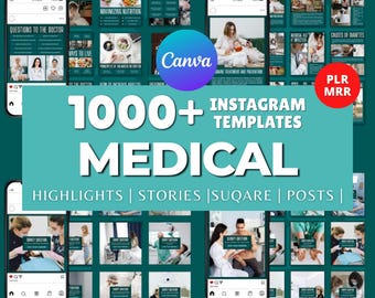 1000+ Medical Instagram Templates Canva Healthcare Social Media Bundle