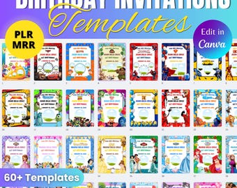 Bearbeitbare Geburtstagseinladungsvorlagen Canva Bundle Digitaler Download