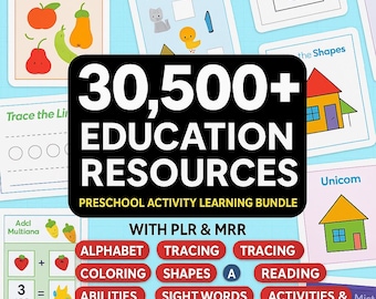 30,500+ Kids Learning Activities Bundle: PLR/MRR Educational Resources Digital Download
