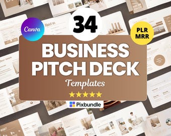 Business Pitch Deck Templates Canva | 34 Page Investor Presentation, Startup Proposal, Brand & Sales Deck Editable