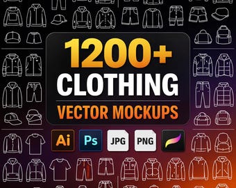 1200+ Clothing Mockups Bundle | Streetwear Vector Templates | Fashion Brand Mockup Pack | Editable | PLR MRR