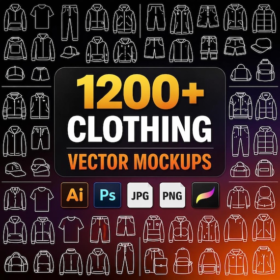 1200+ Clothing Mockups Bundle | Streetwear Vector Templates | Fashion Brand Mockup Pack | Editable | PLR MRR