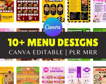 Restaurant Menu Templates Canva Editable Design Bundle Digital PLR MRR