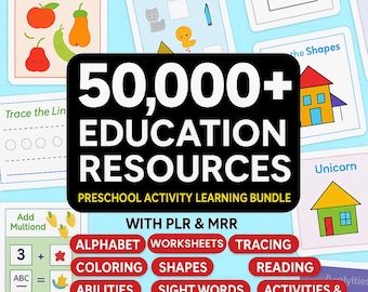 50.000 + Kinder Lernaktivitäten Bundle PLR / MRR Lernmittel Digitaler Download