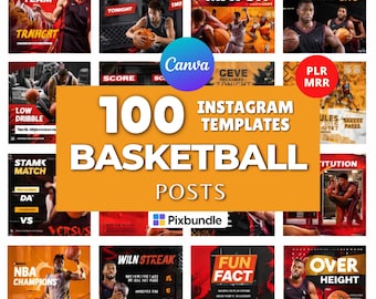 100 Basketball Instagram Post-Vorlagen | Canva Bearbeitbare Sport Social Media Designs für Trainer, Teams und Marken