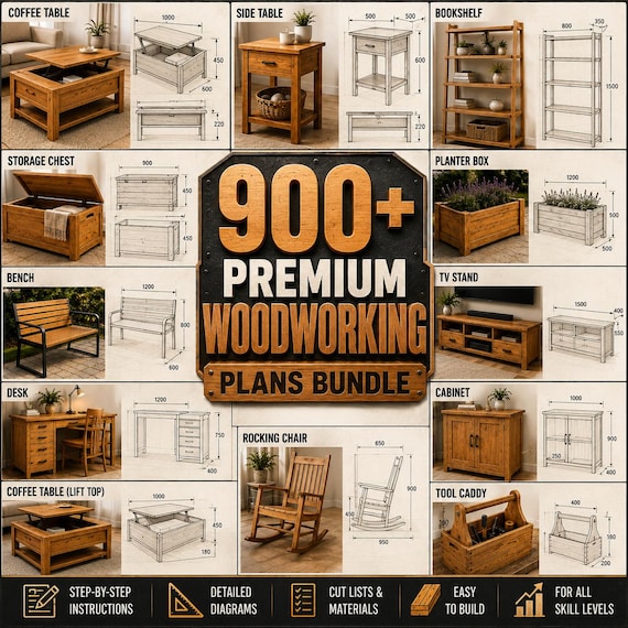 900+ Woodworking Plans Bundle | DIY Furniture Plans | Woodworking Projects & Build Guide | Indoor Outdoor Garden Projects PDF