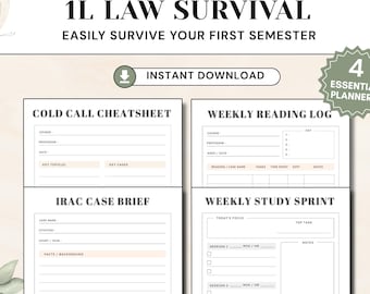 Paquete de supervivencia para la facultad de derecho de 1.er año: Llamada en frío, IRAC, Registro de lectura (Descarga digital)