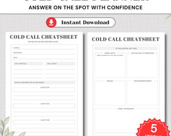 Law School Cold Call Prep | Cheat Sheet Printable (Digital Download)