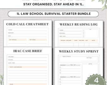 1L Law School Survival Bundle | Cold Call, IRAC, Reading Log (Digital Download)