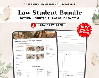 Light Academia Law Student Notion & Printable Bundle | IRAC, Notion (Digital Download)