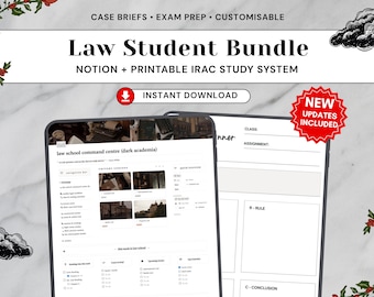 Dark Academia Law Student Bundle | Notion, IRAC Planner (Digital Download)
