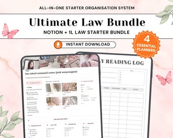 Pink Wonyoungism Law Student Notion & Printable Bundle | 1L Study System (Digital Download)