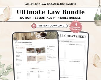 Law School Notion and 4 Printable Templates Bundle | IRAC Planner, Cold Call (Digital Download)