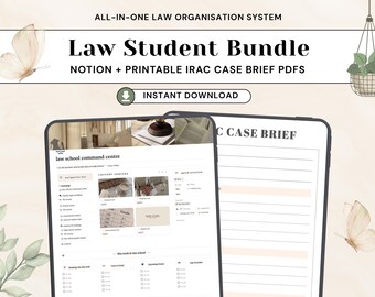 Law Student Bundle | Notion, IRAC Case Brief Planner (Digital Download)