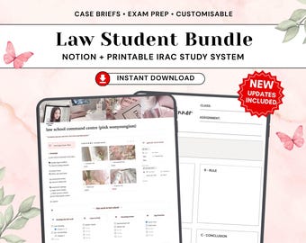 Pink Wonyoungism Law Student Notion Planner | IRAC, Case Briefs, Exam Prep | (Digital Download)