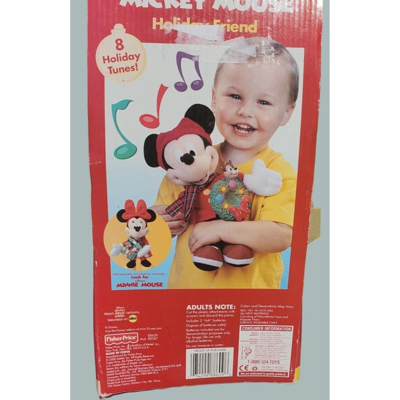 Fisher Price 2001 Disney Mickey Mouse Holiday Friend 12" Plush NOS image 5