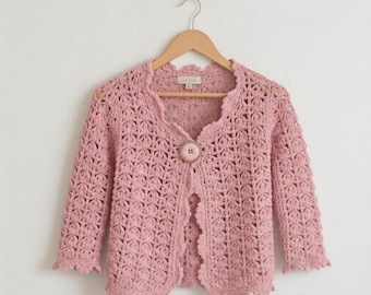 Crochet Cardigan Pattern, Pink Summer Cardigan, Sizes XS-5XL (PDF Download)