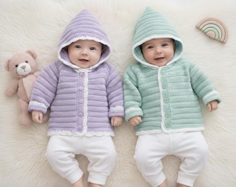 Crochet Baby Hoodie Pattern PDF | Hooded Cardigan Pattern |  Easy Baby Sweater Crochet Pattern | Instant Download