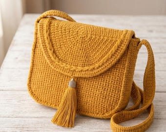 Patrón de bolso cruzado de crochet, bolso de hombro de crochet, bolso moderno para diario, regalo para ella (descarga instantánea en PDF)