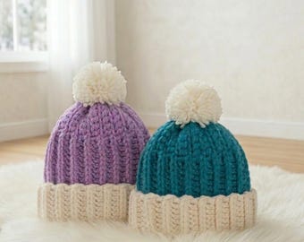 Patrón de gorro de crochet, patrón de gorro de canalé grueso, ideal para principiantes (PDF con descarga instantánea)