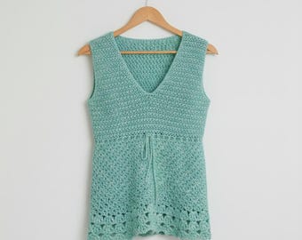 Patrón de cárdigan de crochet / Top de encaje con cuello en V para mujer / Cárdigan de verano sin mangas / Tallas XS-3XL / Descarga instantánea en PDF