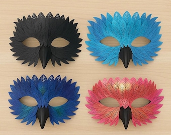 Handmade Raven Half Mask: Gothic Masquerade Crow Costume