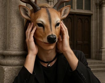 Handmade Deer Antler Half Mask: Realistic Cosplay, Masquerade Costume