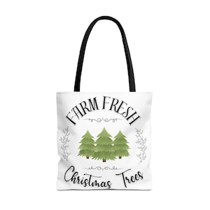 Farm Fresh Christmas Trees Tote Bag: Rustic Holiday Shopping