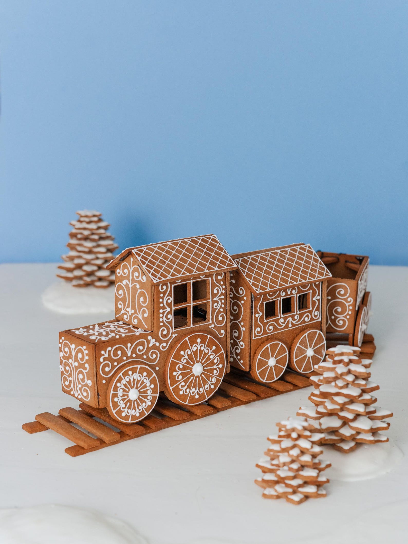 Gingerbread Train Template With Tracks PDF Printable Baking Pattern