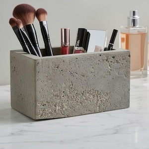 Caja de almacenamiento de hormigón - Organizador de tocador industrial - Porta accesorios de cemento