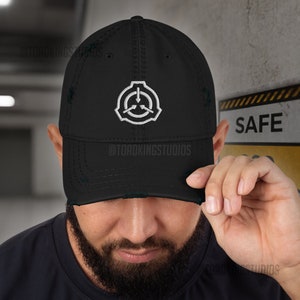Distressed Dad Hat with SCP White Logo - Foundation Field Agent - POD