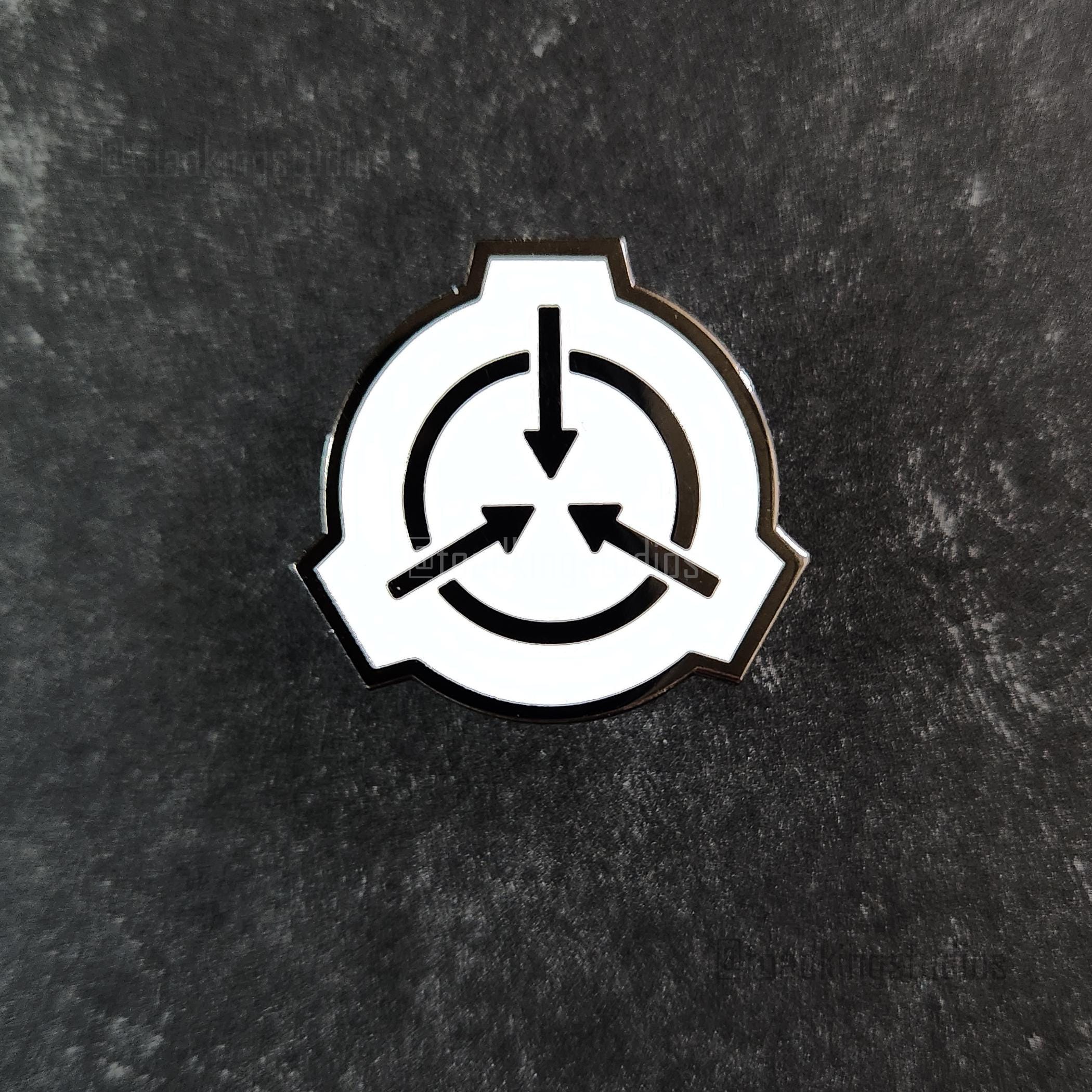 1-inch SCP Logo White Enamel Pin Classic Design - Black Metal ...