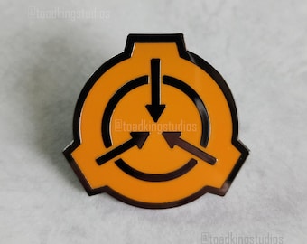Orange SCP Logo Pin 1-inch - Black Nickel & Enamel Foundation Symbol