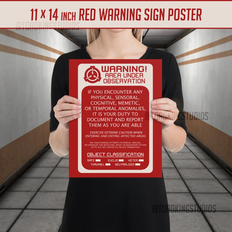 RED Warning Sign SCP Foundation Poster - POD - Anomalous Observation ...