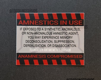 Autocollant SCP rouge d&#39;avertissement de 3 pouces pour les amnésiques utilisés - NOUVEAU