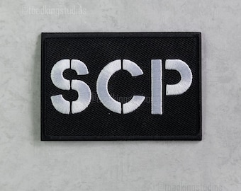 Iron-on SCP Text 3-inch Patch Stencil Black Rectangle - Foundation Personnel Cosplay Gear