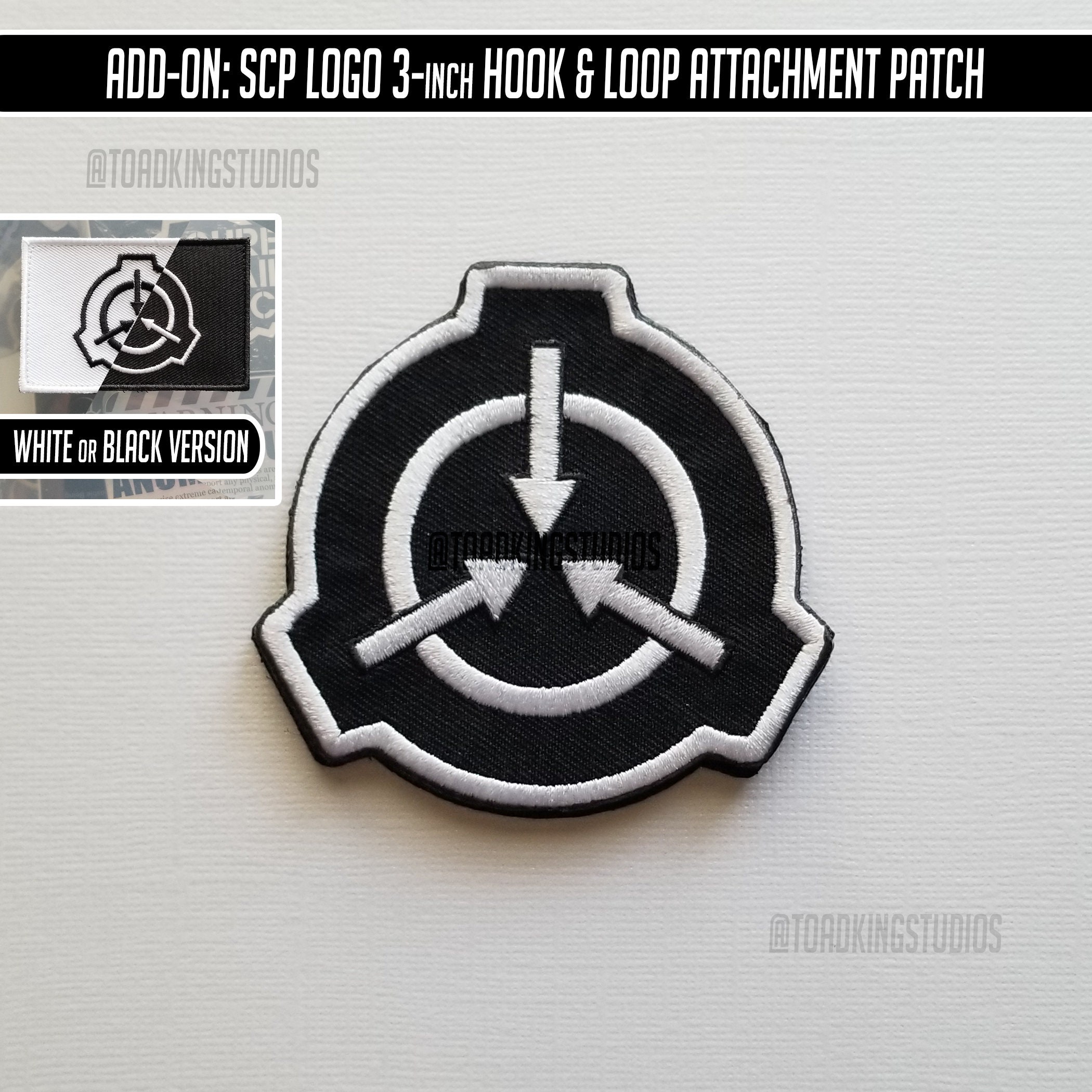 SCP Logo Rectangle 3-inch Patch Hook & Loop Back Black and 