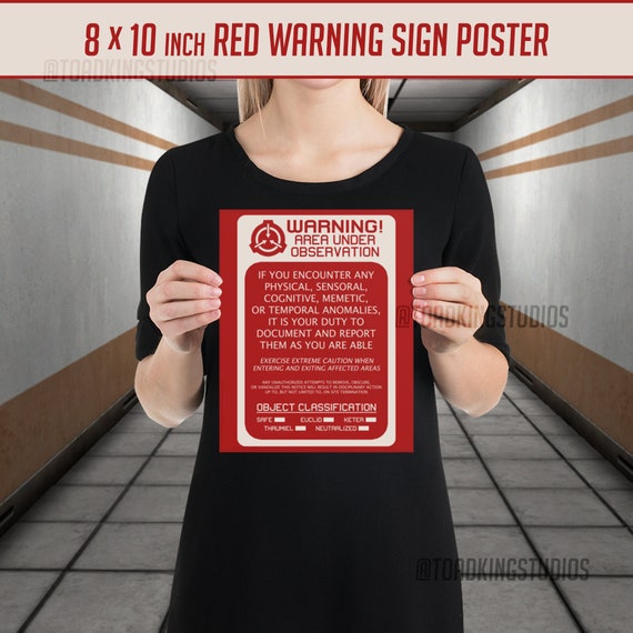 RED Warning Sign SCP Foundation Poster POD Anomalous 