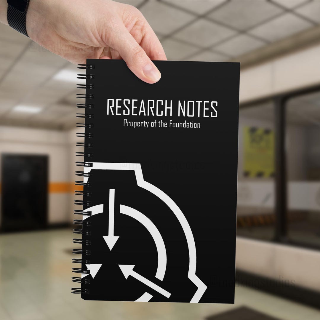Scp Paper Note Black SCP Foundation Field Agent Research Notes Spiral Sketchbook- POD ...