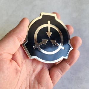 3-inch SCP Symbol Black Enamel Pin - Jumbo Metal Foundation Classic Logo Costume Accessory