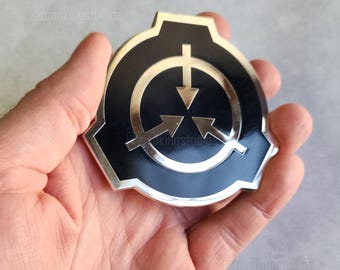 3-inch SCP Symbol Black Enamel Pin - Jumbo Metal Foundation Classic Logo Costume Accessory