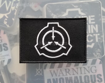 Haken & Schleife SCP Logo Rechteck 3-Zoll schwarzer Patch - Foundation Personnel MTF Cosplay Ausrüstung